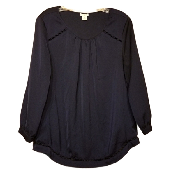 J. Crew Factory | Navy Blouse w/ Cutout Detail (Size Medium) - Picture 1 of 8